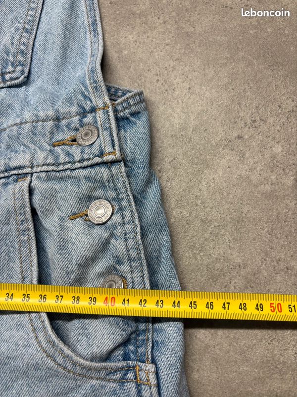 Salopette Levi’s vintage large carpenter trouée denim bleu clair workwear | Taille XS #SLCM236 (image 7)