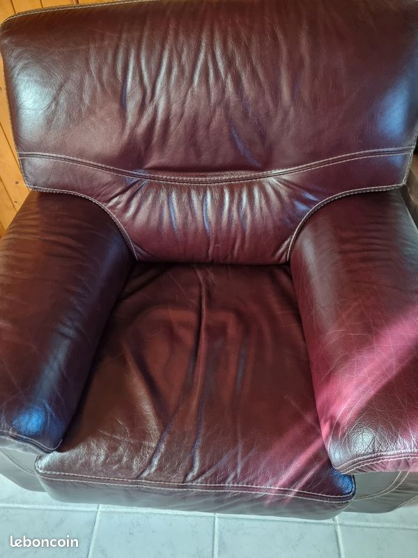 Canape et fauteuils en cuir (image 3)
