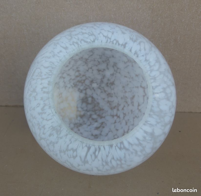 Lampe verre de Clichy bleu & boule blanche de bureau vintage luminaire ancien (image 18)