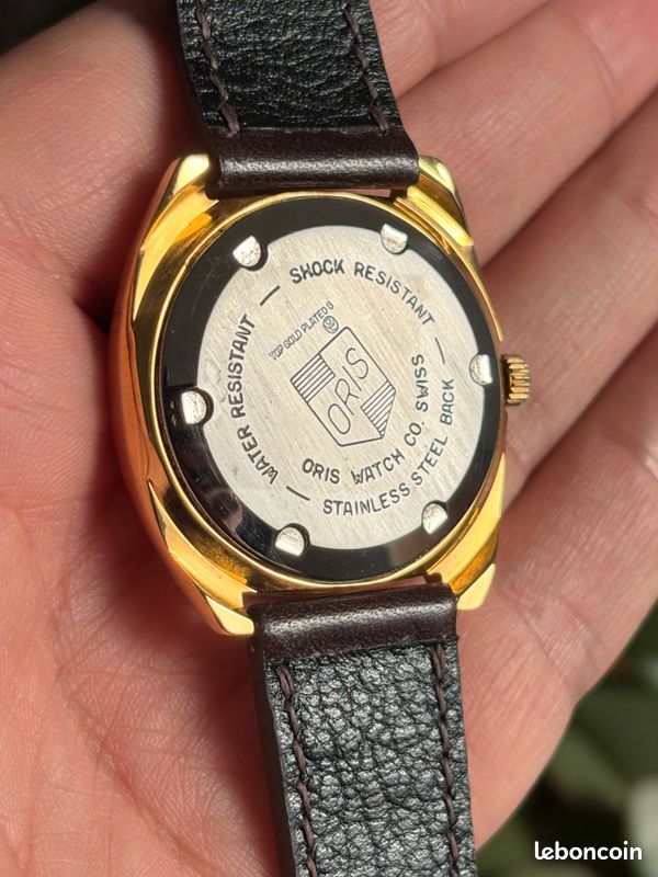Montre Homme Vintage Oris Star 740 - Cadran Noir, Boîtier Or 17 Bijoux - Occasion Rétro