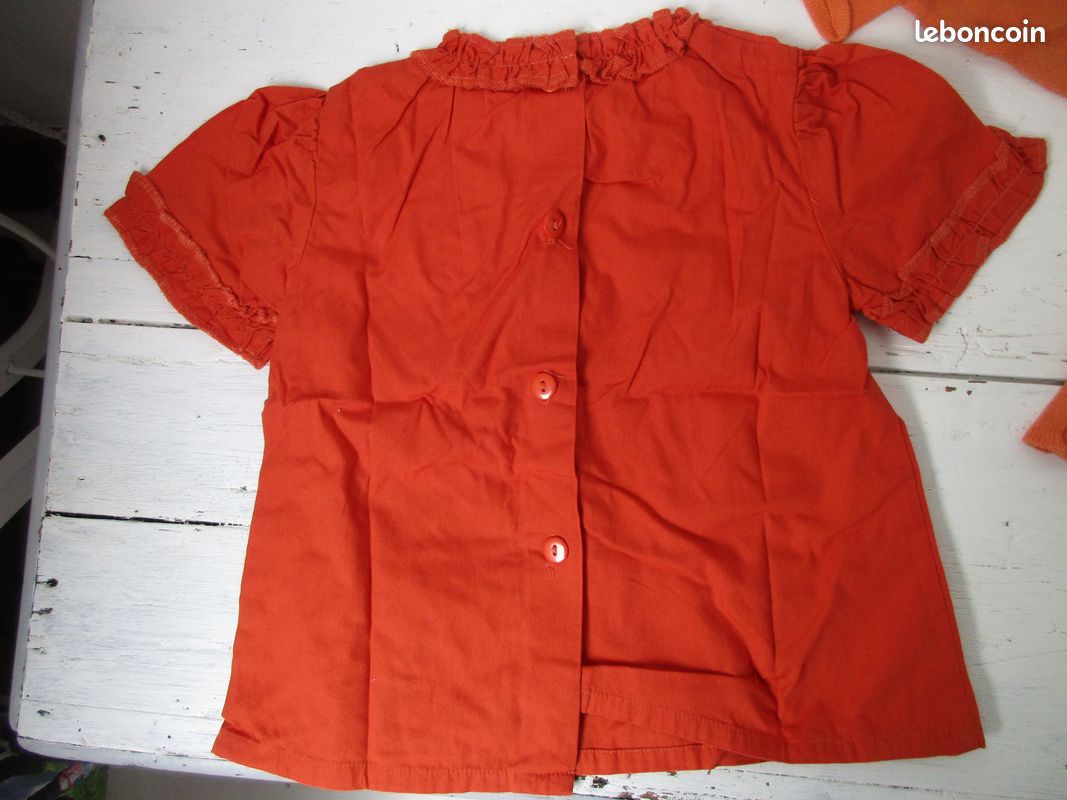 Chemisier+gilet orange 24 mois (image 4)