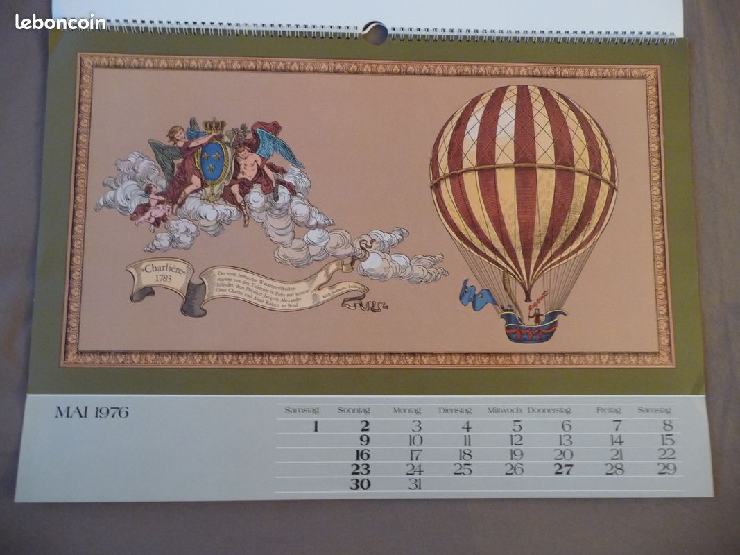 Calendrier rare I.Teil de 1976 ballons dIrigeables et mongolfieres avec photos allemandes (image 9)
