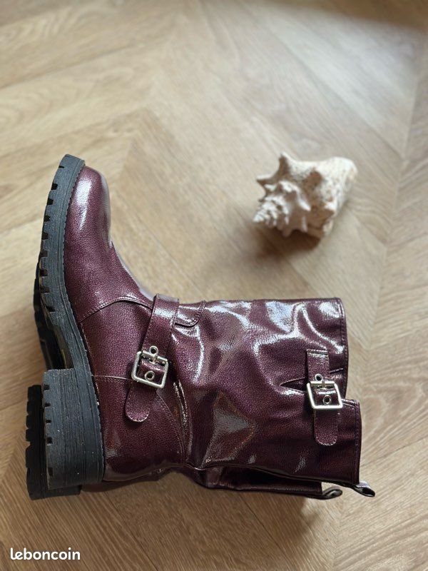 Boots biker bordeaux métallisé – Mellow Yellow – taille 39 (image 8)