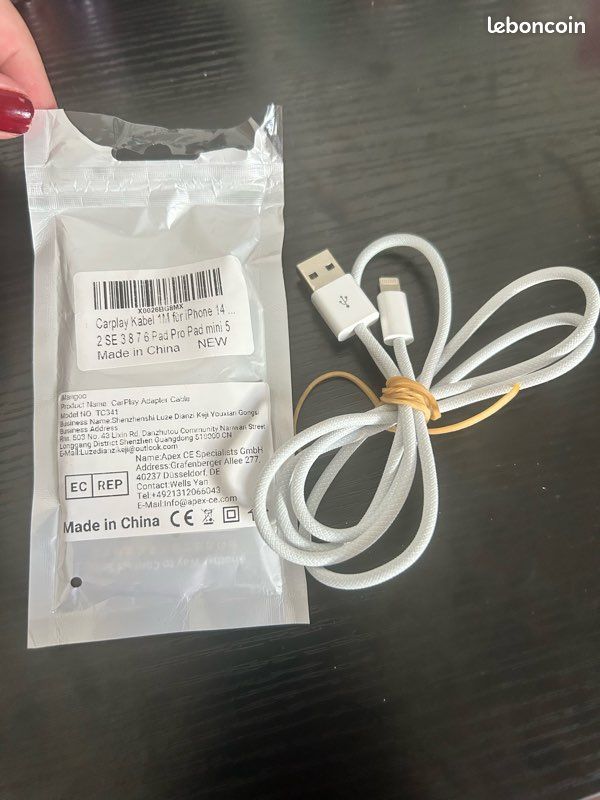 Câble CarPlay IPhone 14 Lightning vers usb (image 1)