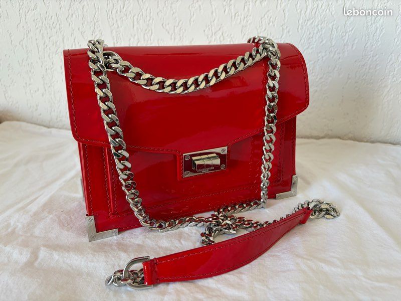 ❤️ The Kooples – Sac bandoulière en cuir verni rouge – État neuf (image 1)