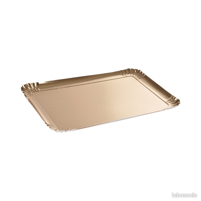 Set de 3 plateaux rectangulaires dorés 29 x 39 cm (image 1)