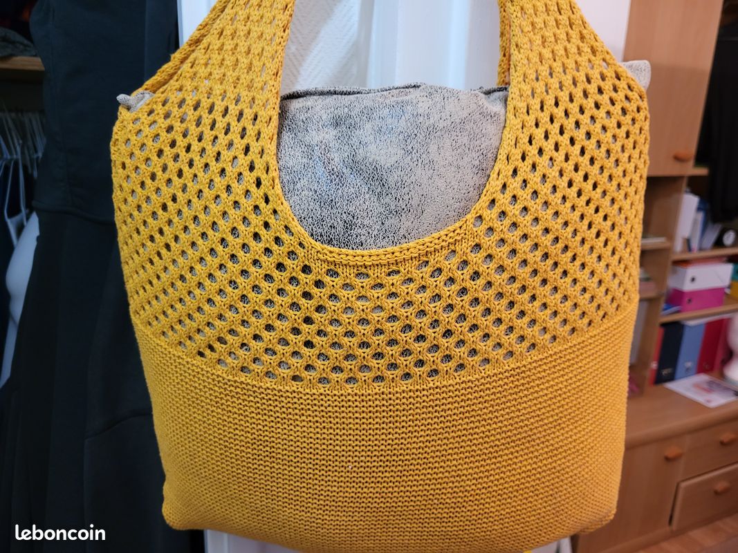 Sac à effet crochet neuf orangé 31x40 cm fourre tout (image 1)