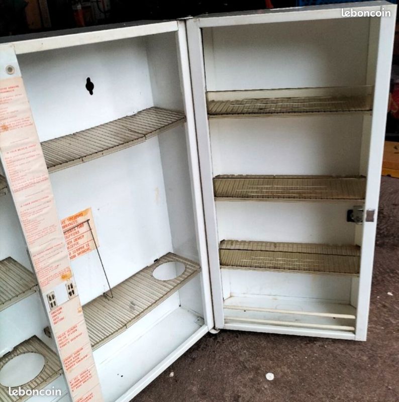 Grande armoire à pharmacie, 2 clés, vintage en métal (image 10)