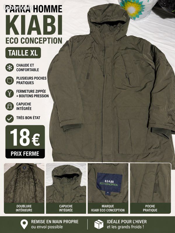 🧥 parka homme kiabi – taille xl (image 1)