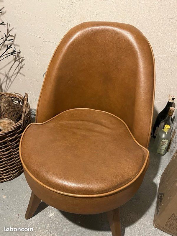 2 Fauteuils vintage cuir & vachette comme neuf (image 2)