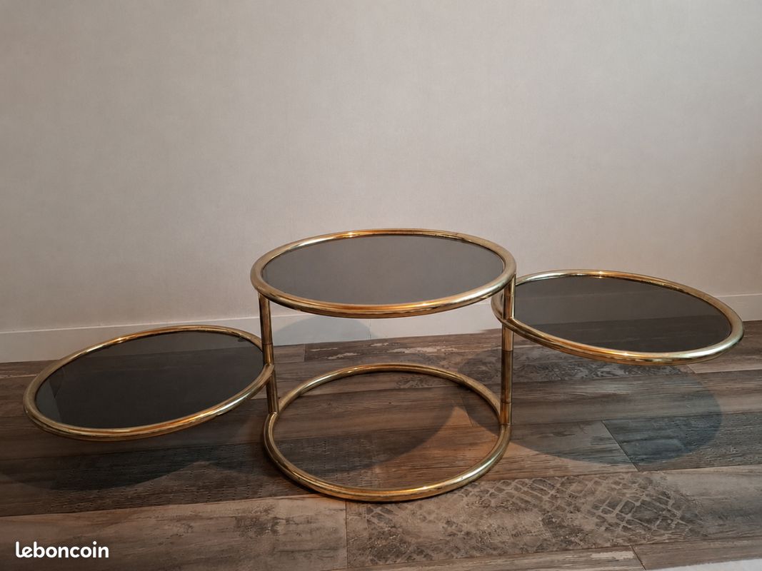 Table basse 3 plateaux pivotants vintage (image 3)