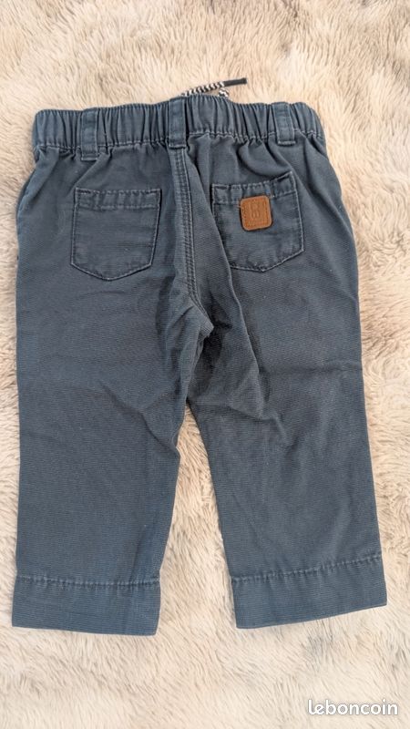 Pantalon droit en velours côtelé bleu canard Obaïbi - 6 mois (68 cm) (image 5)