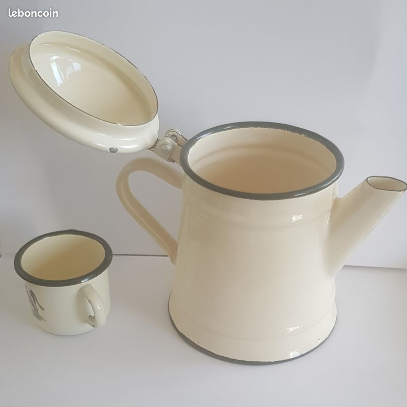 Cafetière et tasse métal émaillé vache (image 2)