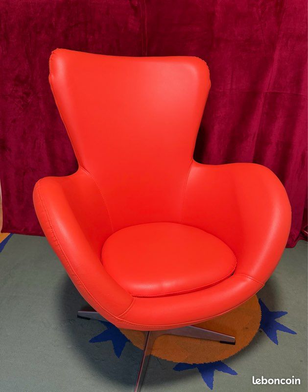 Fauteuil design vintage 1970 orange pivotant (image 5)