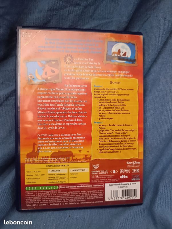DVD "Le Roi Lion" - Édition Collector 2 DVD (image 3)