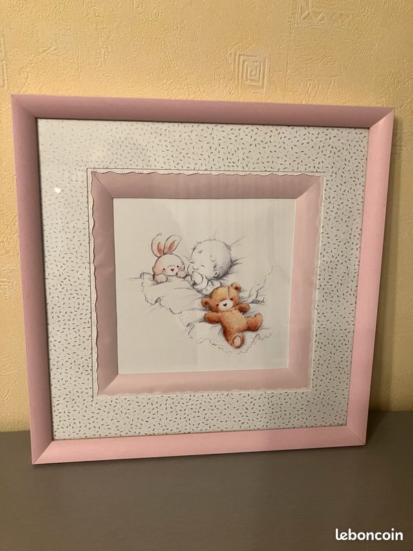 Grand cadre mural sous verre déco impressions dessin chambre enfant 32 X 26,5 cm