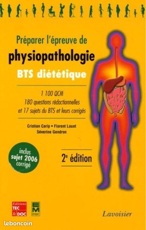 Livre Préparer l’Epreuve de Physiopathologie BTS Diététique (image 1)