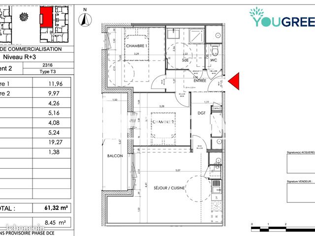 Appartement a louer saran - 3 pièce(s) - 61 m2 - Surfyn