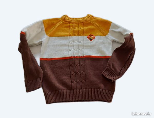 Pull Sweat Scamp & Dude - Garçon 8-9 Ans - Jaune - Coton - Imprimé Smile Back - Occasion