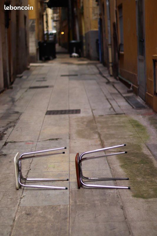 Duo de tabourets skaï marron & blanc (image 4)