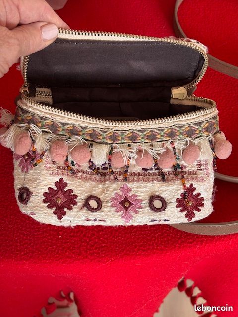 Sac Bandoulière Vert Et Rose - En Faux Cuir, Neuf Sans étiquette