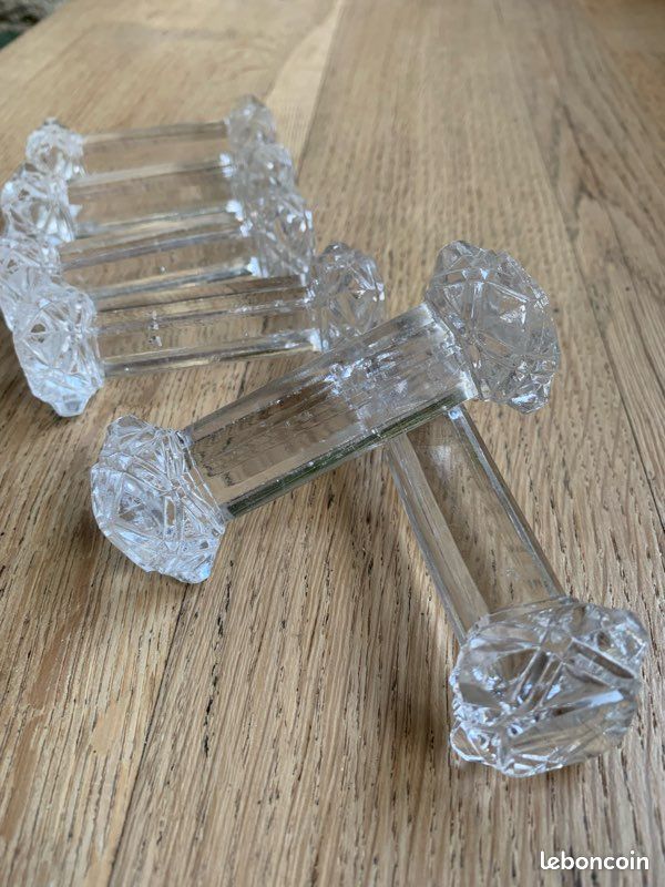 LOT DE 11 repose-couteaux en cristal ancien - Collection élégante