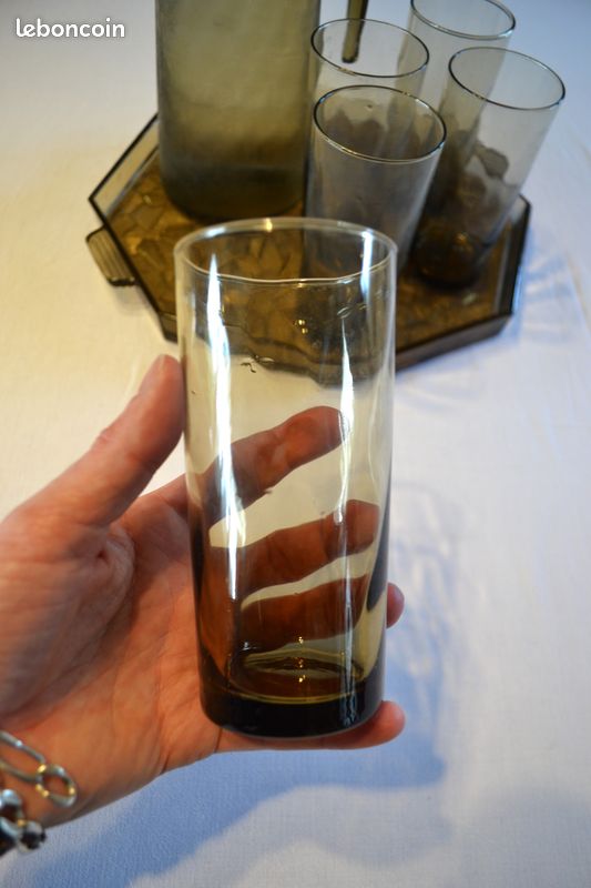 Carafe / Pichet Vintage Luminarc - Verre Fumé Marron, 21 Cm Avec Poignée
