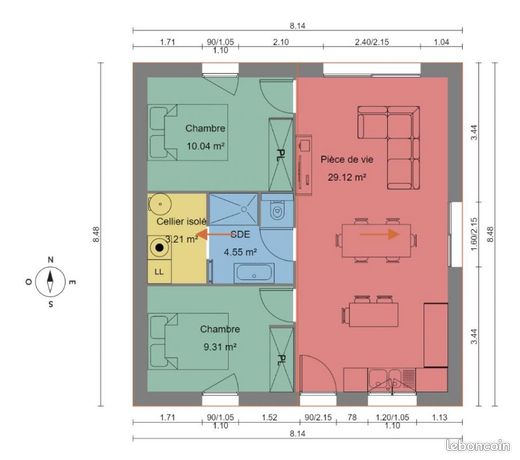 Maison 3 pièces 55 m²