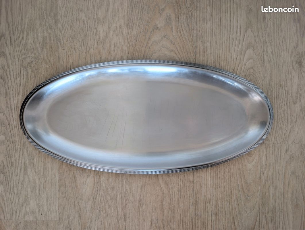 Grand Plateau De Service Guy Degrenne - Acier Inoxydable Argenté - Set De Table élégant - Occasion