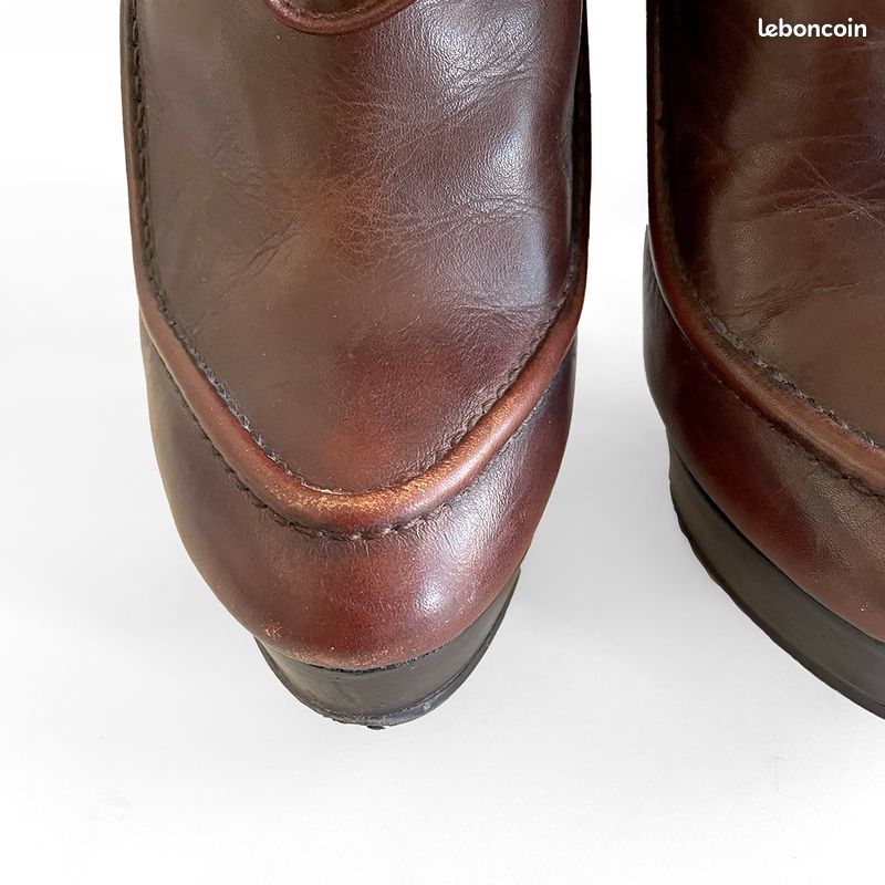Bottines Montantes Zara Woman En Poulain Fauve - Taille 39 - Occasion