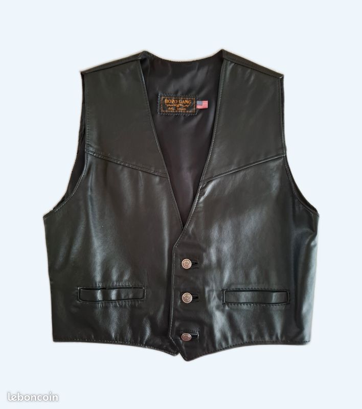 Gilet Cuir Noir Taille M - Vêtements