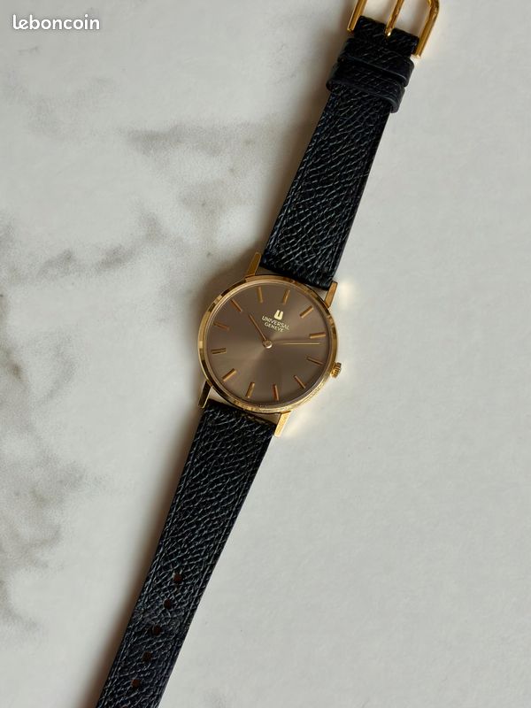Bracelet De Montre Vintage En Cuir Noir 19mm - Compatible Universal Genève - Marque Alpina (Réf. 59371)
