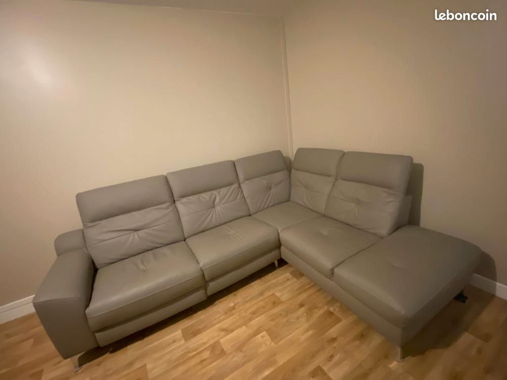Canapé cuir gris (image 2)