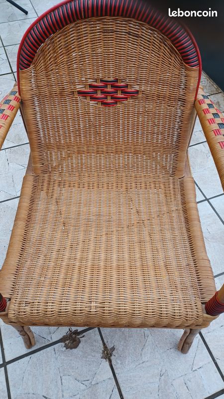 Fauteuil en rotin et bambou vintage (image 3)