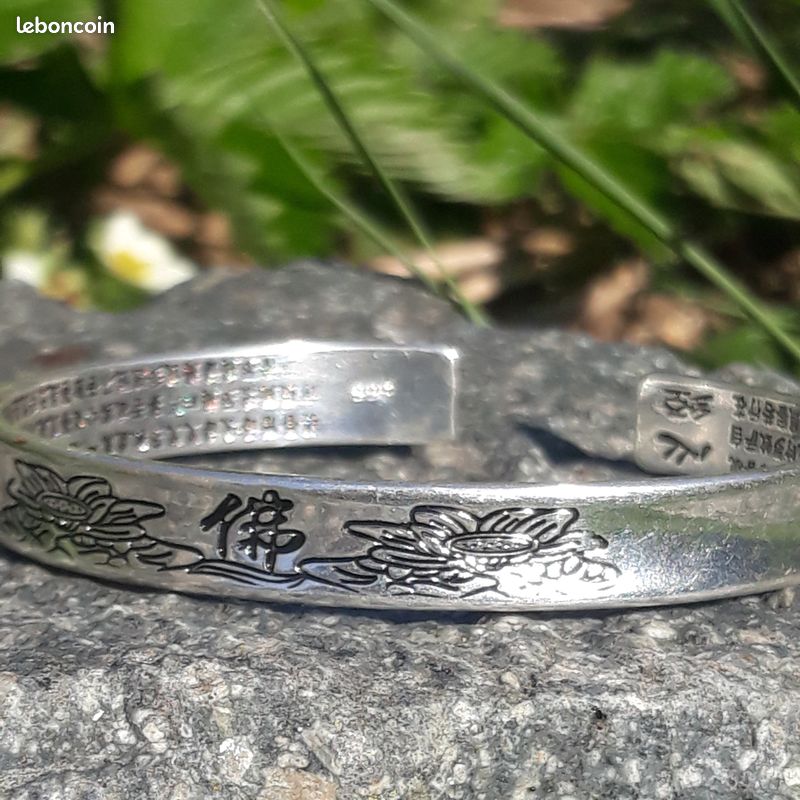 Bracelet asiatique en argent fin 999 - signe chinois Bouddha (image 3)