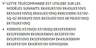 Télécommande Compatible EKLYPS EKRCX300V-X310V-SQ-01 / SQ-02 – Neuf Sous Blister