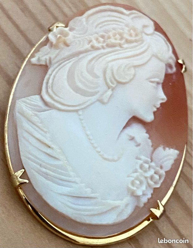 Broche Ancienne Camée En Nacre - Portrait Femme - Pendentif Unisexe