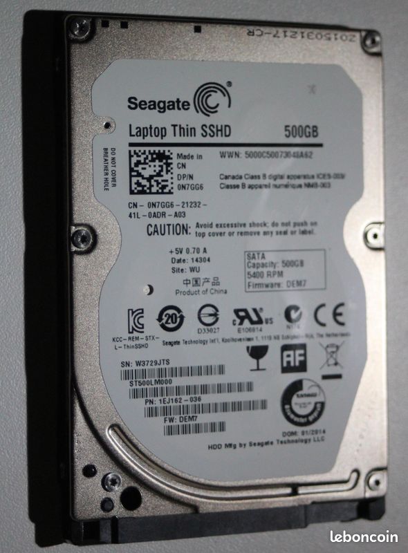 Seagate ST500LM000 Laptop thin SSHD 500GB 5400 rpm SATA 6Gb/s 2