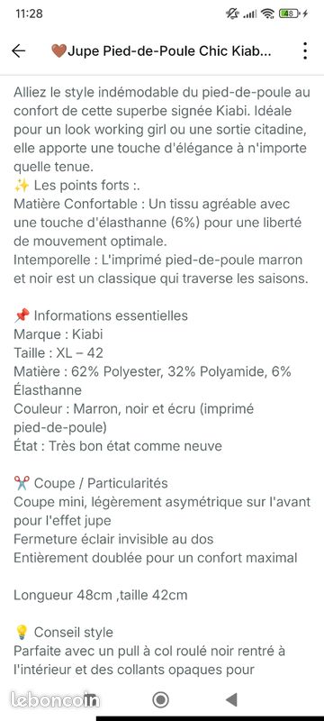 Jupe neuve Kiabi 42 quadrillée (image 3)