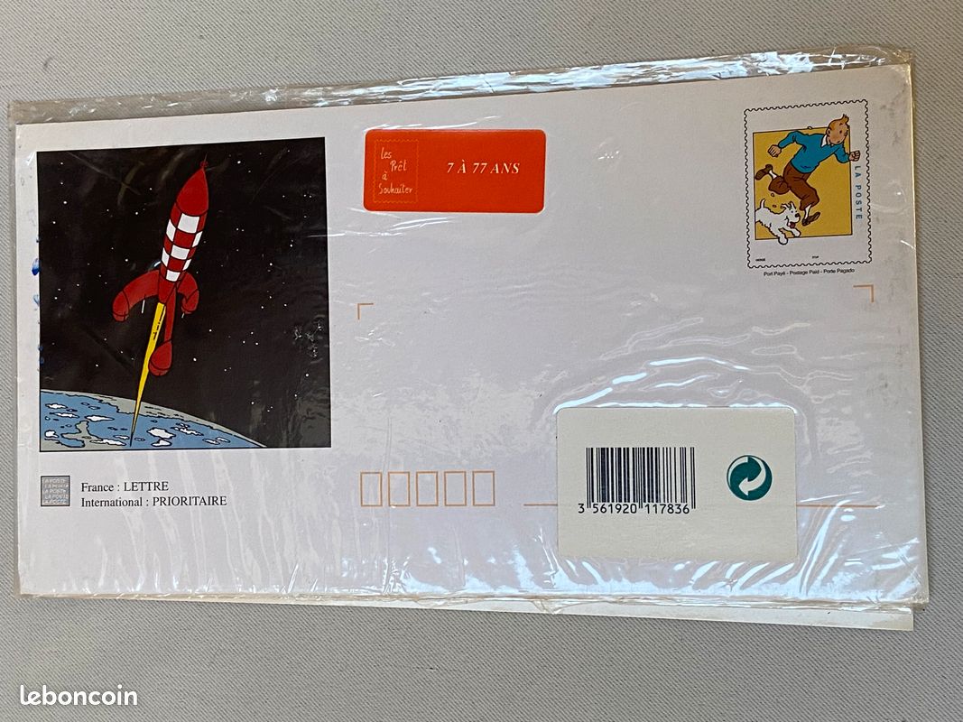 Collector enveloppe pré-timbrée TINTIN "On a marché sur la lune" NEUF vintage 1999 (image 2)