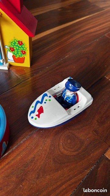 Playmobil 1.2.3 9527 - Chalet Maison De Vacances Avec Famille Et Accessoires, Neuf