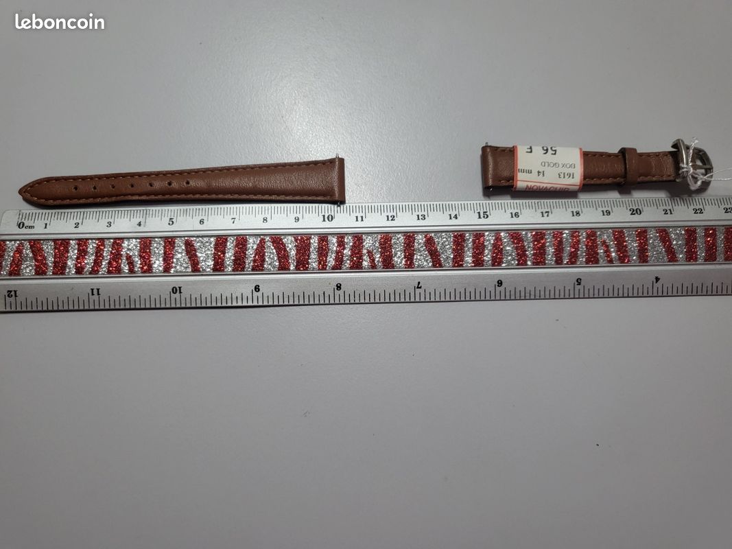 Bracelet de montre cuir veau marron 14 mm (P111) (image 2)