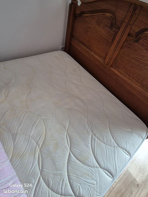 Lit deux place en bois massif acajou + matelas Epeda (image 4)