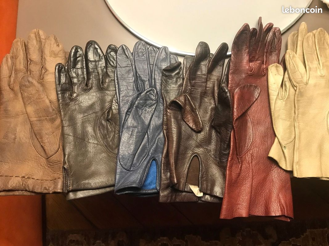 Lot de 11 paires de gants occasions et neufs chevreau ou agneau T.6 (image 1)