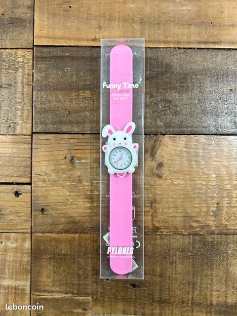 Montre Slap Enfant PYLONES Funny Time - Modèle Grenouille, Bracelet Silicone, Boîtier Acier - Neuf Avec étiquettes