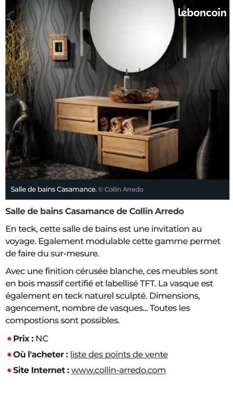Meuble de salle de bain douche sous vasque avec miroir marque COLLIN ARREGO gamme LA GUARRIGUE (image 14)