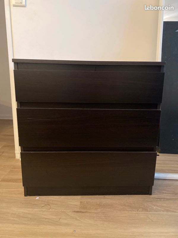 Meuble MALM ikea noir (image 1)