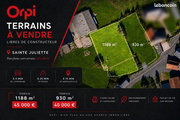 Terrain 1 188 m² Sainte Juliette Sur Viaur