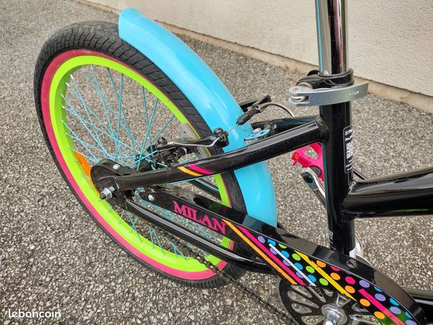 Vélo Enfant NEON Diva 20 Pouces - 10 Vitesses - Noir/Orange/Cyan - Très Bon état