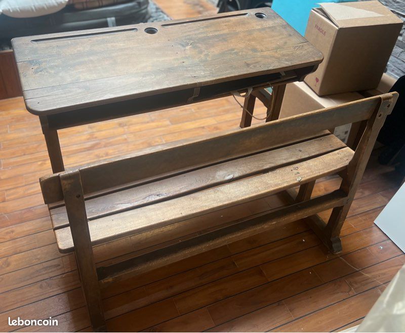 Pupitre bureau d’écolier vintage (image 2)